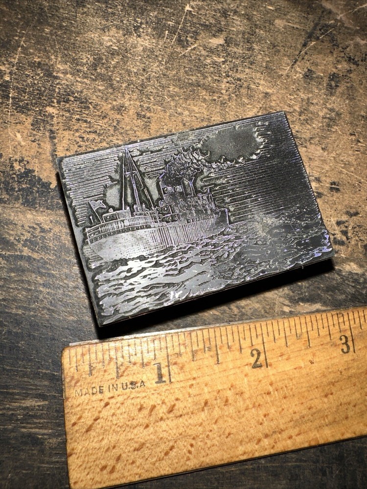 Print Block ( Old Steamship ) Nice Details!