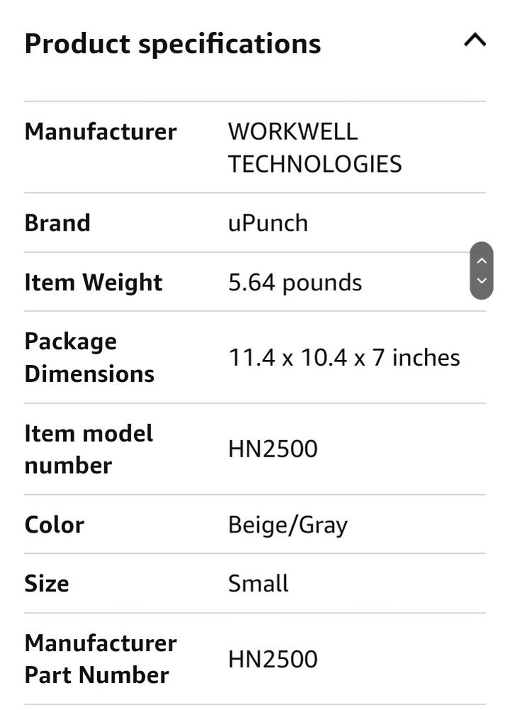 uPunch Hn2500 Electronic Calculating Time Clock Bundle, LCD Display, Beige/Gray