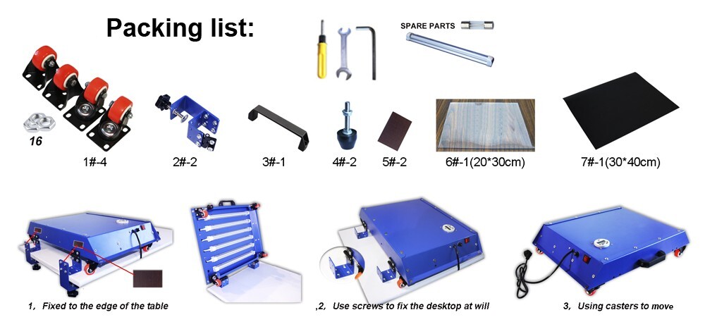 110V Push-Pull LED Movable Exposure Unit Ultraviolet Plate Drying Printing 12W×4