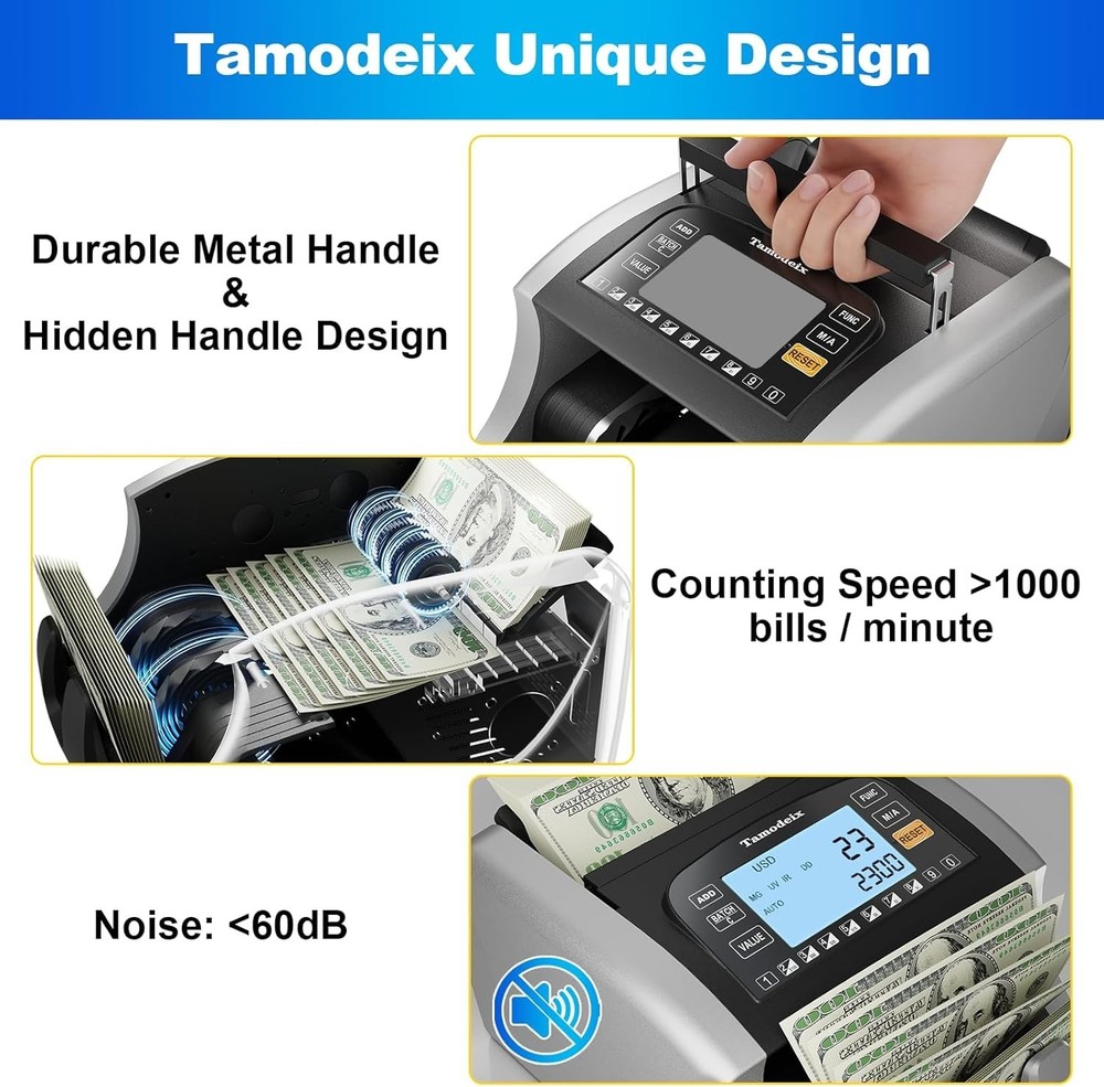 Professional Money Counting Machine with LCD & Counterfeit Detection Features