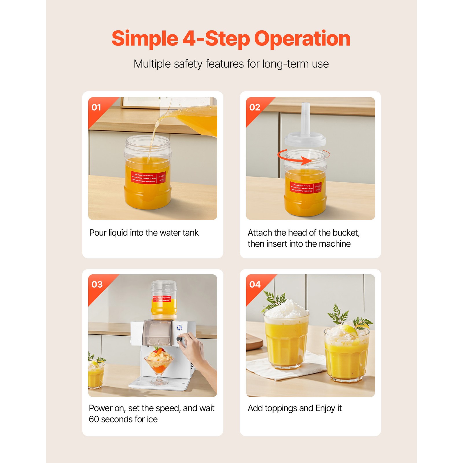 Uimoso Snowflake Ice Maker 132LBS/24H Ice Shaving Machine for Home Party Use