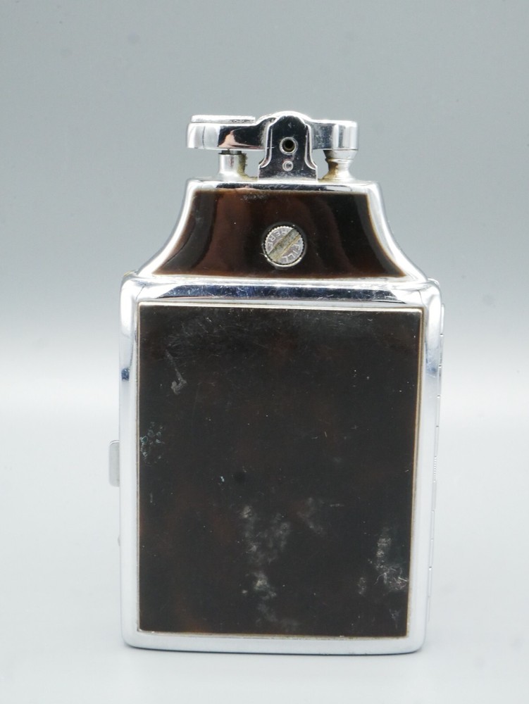 Vintage Ronson Cigarette Case Lighter Brown Enamel Silver