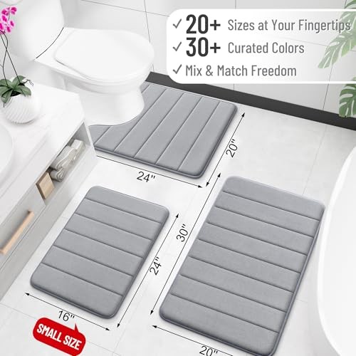 Memory Foam Bath Mat 59x35, Super Soft Striped 59" x 35" Rectangular Grey