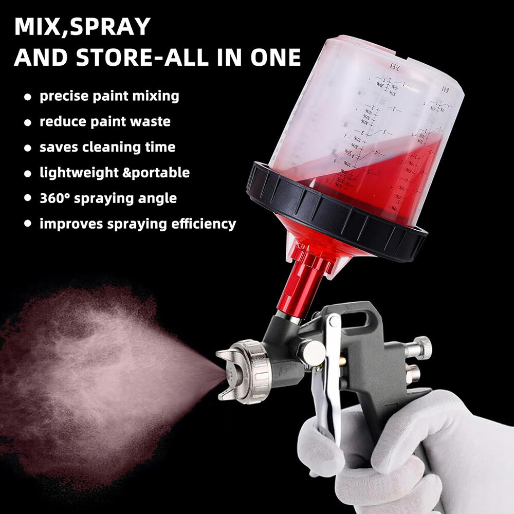 50Packs PPS CUPS Disposable Paint Spray Gun Cup Liners and Lid System 600ml/20Oz