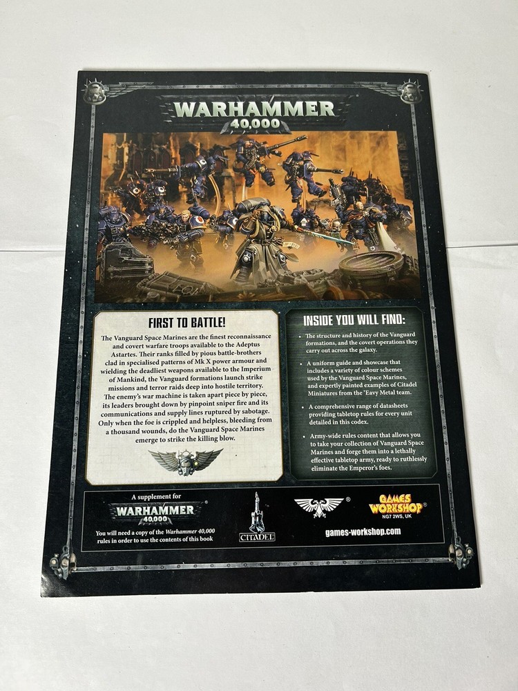 Games Workshop Warhammer 40k Codex Vanguard Space Marines 8th Edition Booklet
