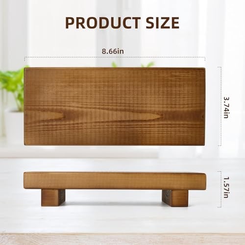 Wood Riser Soap Stand, Wooden Tray for Bathroom Counter, Kitchen Sink Brown