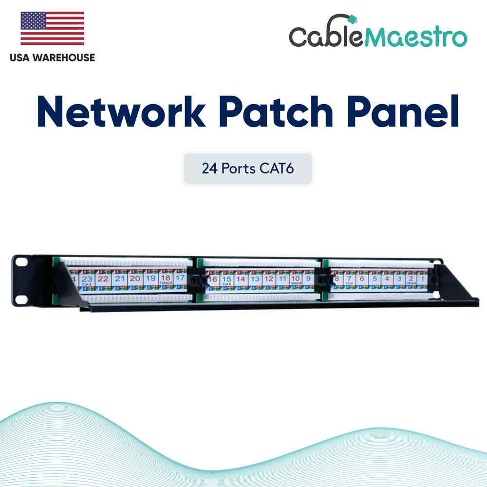 Patch Panel UTP 24 Port CAT6 RJ45 110 Network Surface Wall Mount Bracket