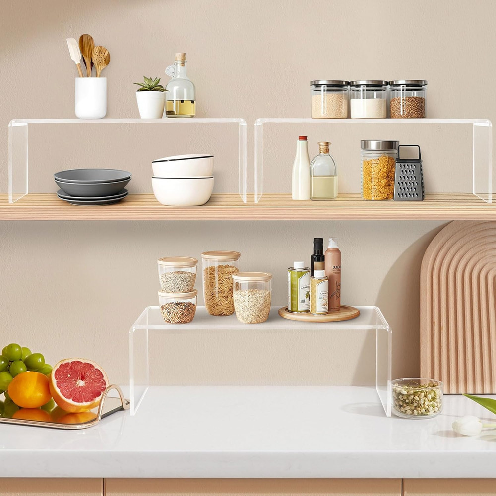 4 Pack Large Acrylic Display Stand,12'' X 4'' X 4'' Thickened Clear Rectangular