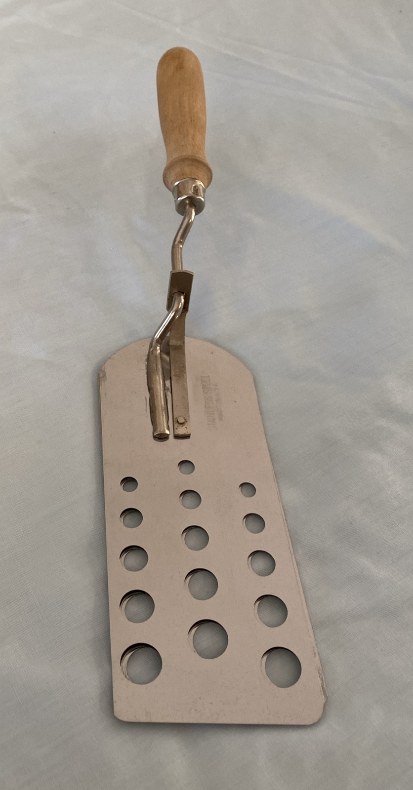 Expandable Metal Spatula Triple 3 Blade Stainless Steel Wood Handle Vintage