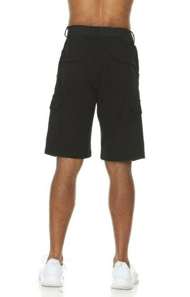 2 PACK: Men’s Cargo Shorts Casual Cotton Twill Multi Pockets Lightweight Belted