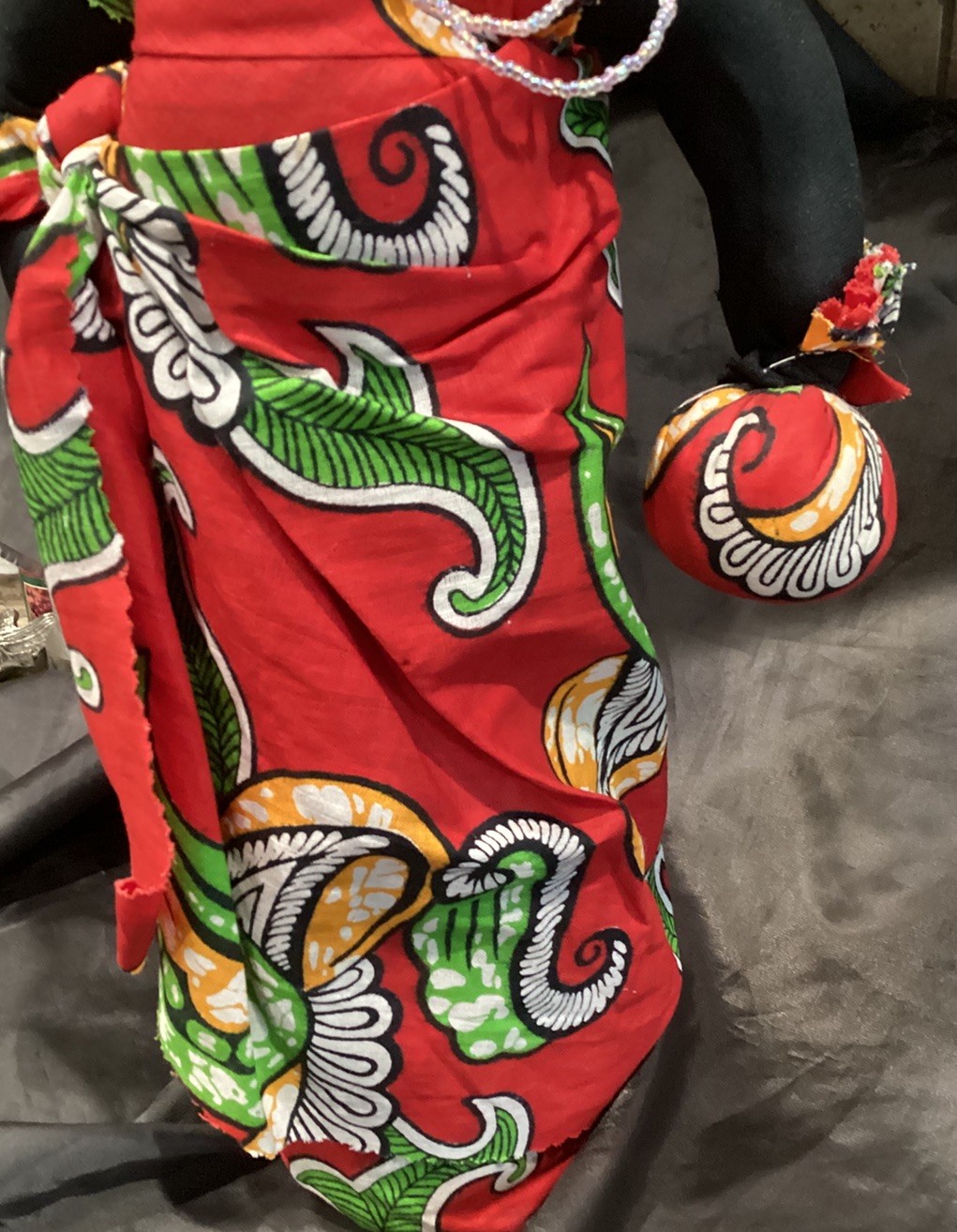 TALL AFRICAN SAHAHA MOTHER N BABY DOLL CLOTH TRIBAL DRESS 16”T W BASKET N BEADS