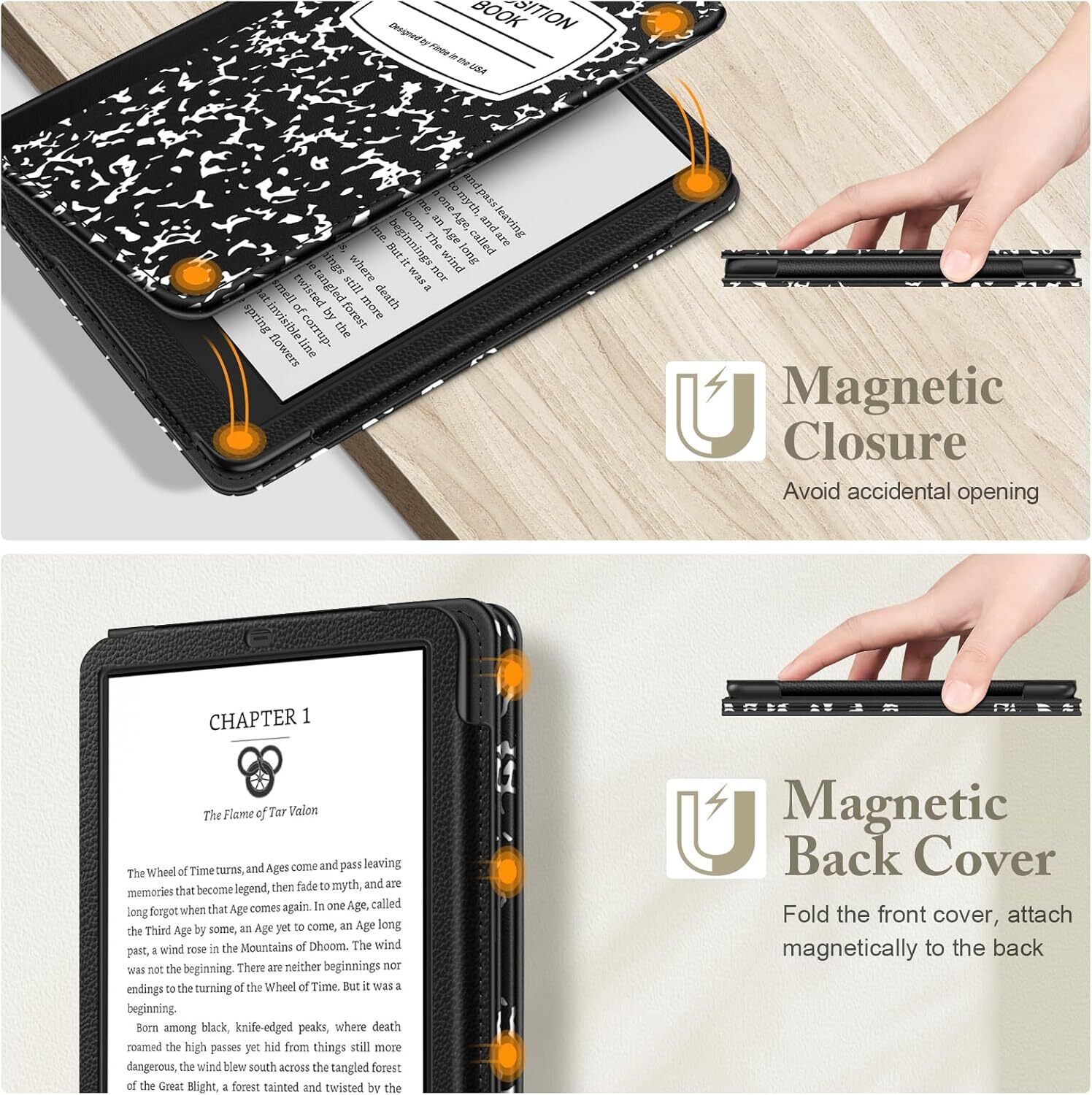 Case for 7" Kindle Paperwhite (12th Gen 2024) Foldable Stand Cover w/ Hand Strap