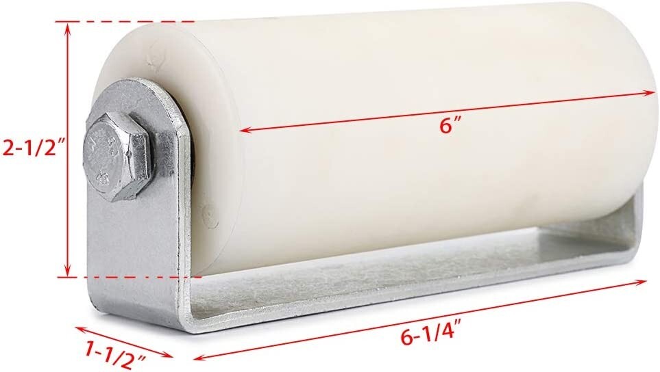 White Sealed Ball Bearing Slide Gate Guide Roller Post Welded Bracket Hard Nylon