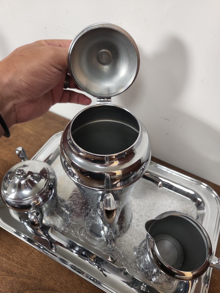 VINTAGE CROMWELL CHROMIUM FIVE PIECE TEA SERVICE