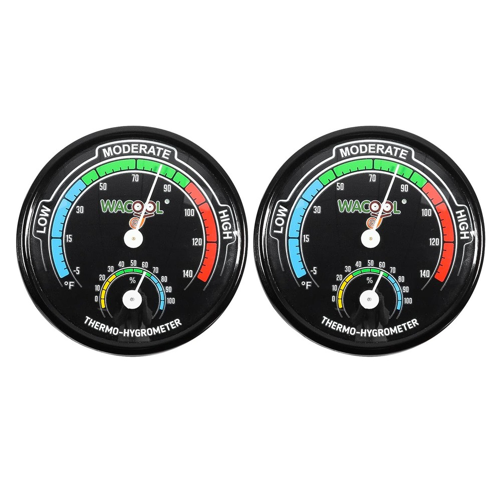 WACOOL Mini Analog Thermometer Hygrometer 2 Pack, Dial Temperature Humidity G...