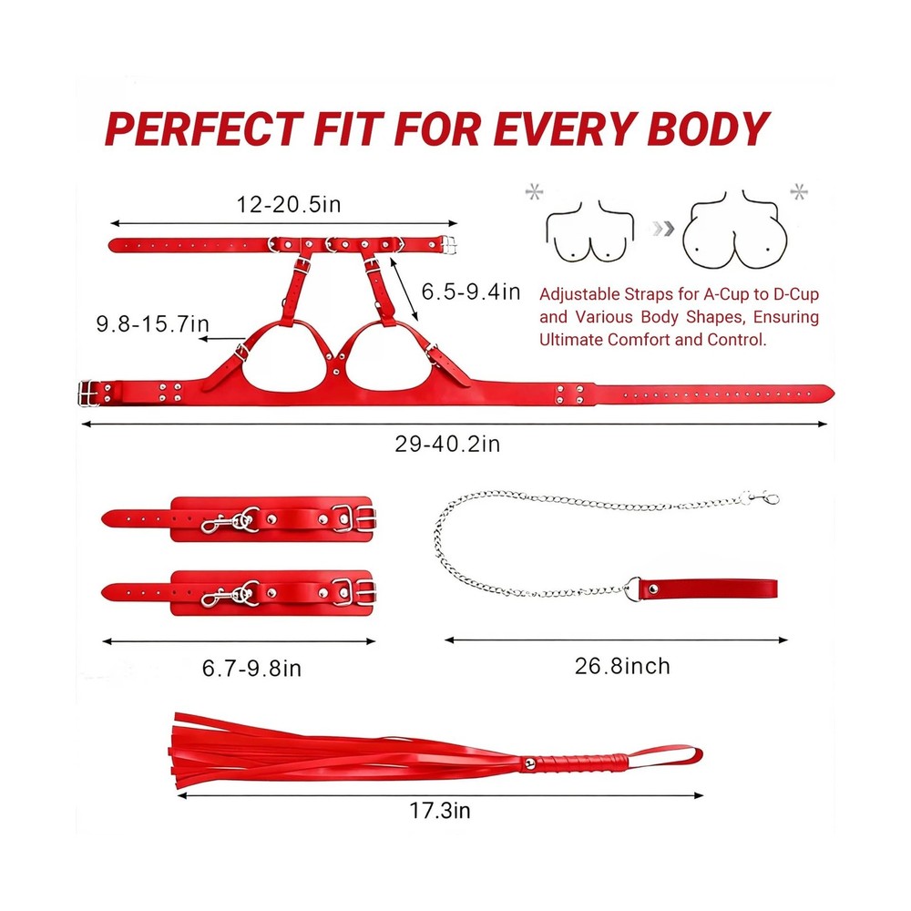 Breast Bondage Restraints Set for Couples – Adjustable Leather BDSM Harnes