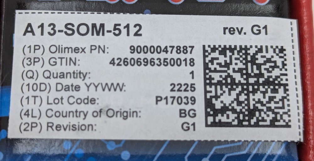 NEW Olimex A13-SOM-512 G1 Linux Android System on Module - A13 Cortex-A8 ARM CPU