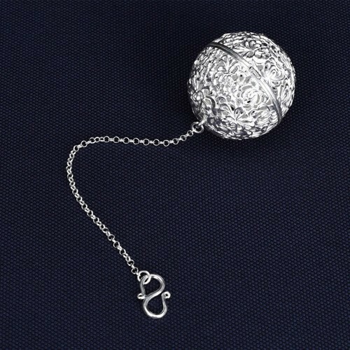 Pure Silver Silverware Ball Shape Tea Strainer Filtration Drinking Tea Tools
