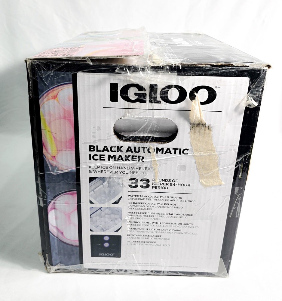 Igloo Black Automatic Countertop Ice Maker 33 lb Per Day Large/Small Cubes (C4)