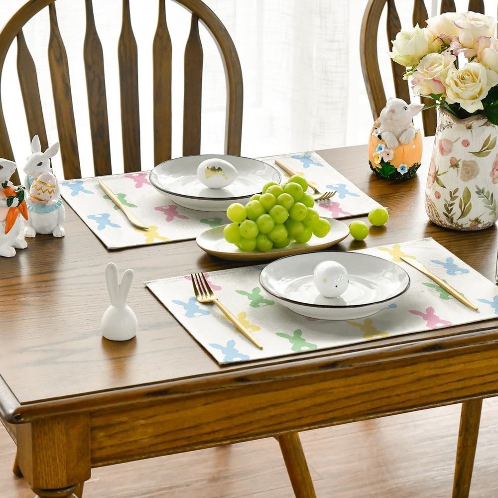 Artoid Mode Colorful Bunny Rabbit Easter 12" x 18", Rectangular 4 Pcs, Pink