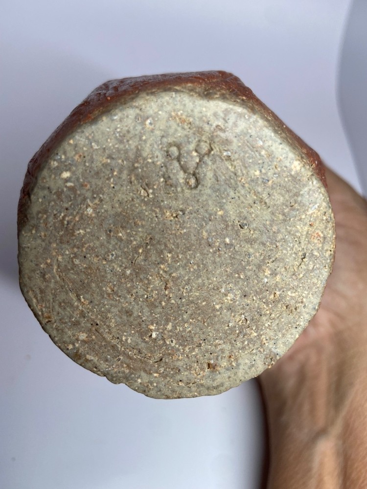 Small Brown Vase w/ Octagonal Sides, 5" Tall