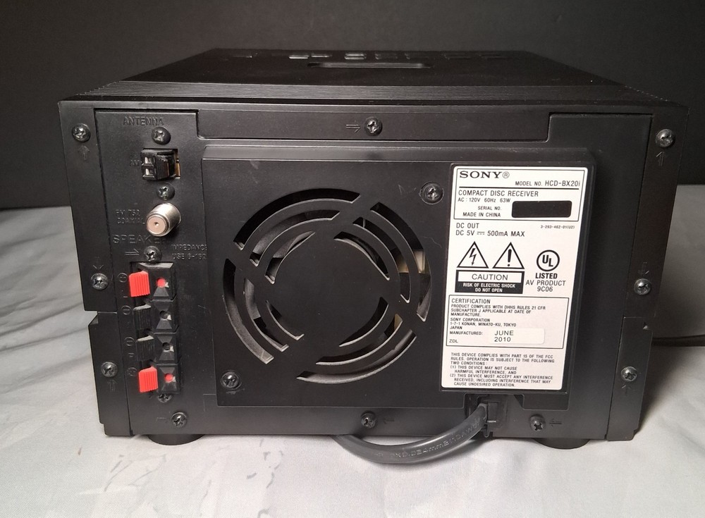 Sony HCD-BX20i Compact Disc Receiver iPod Doc Speakers Micro Component