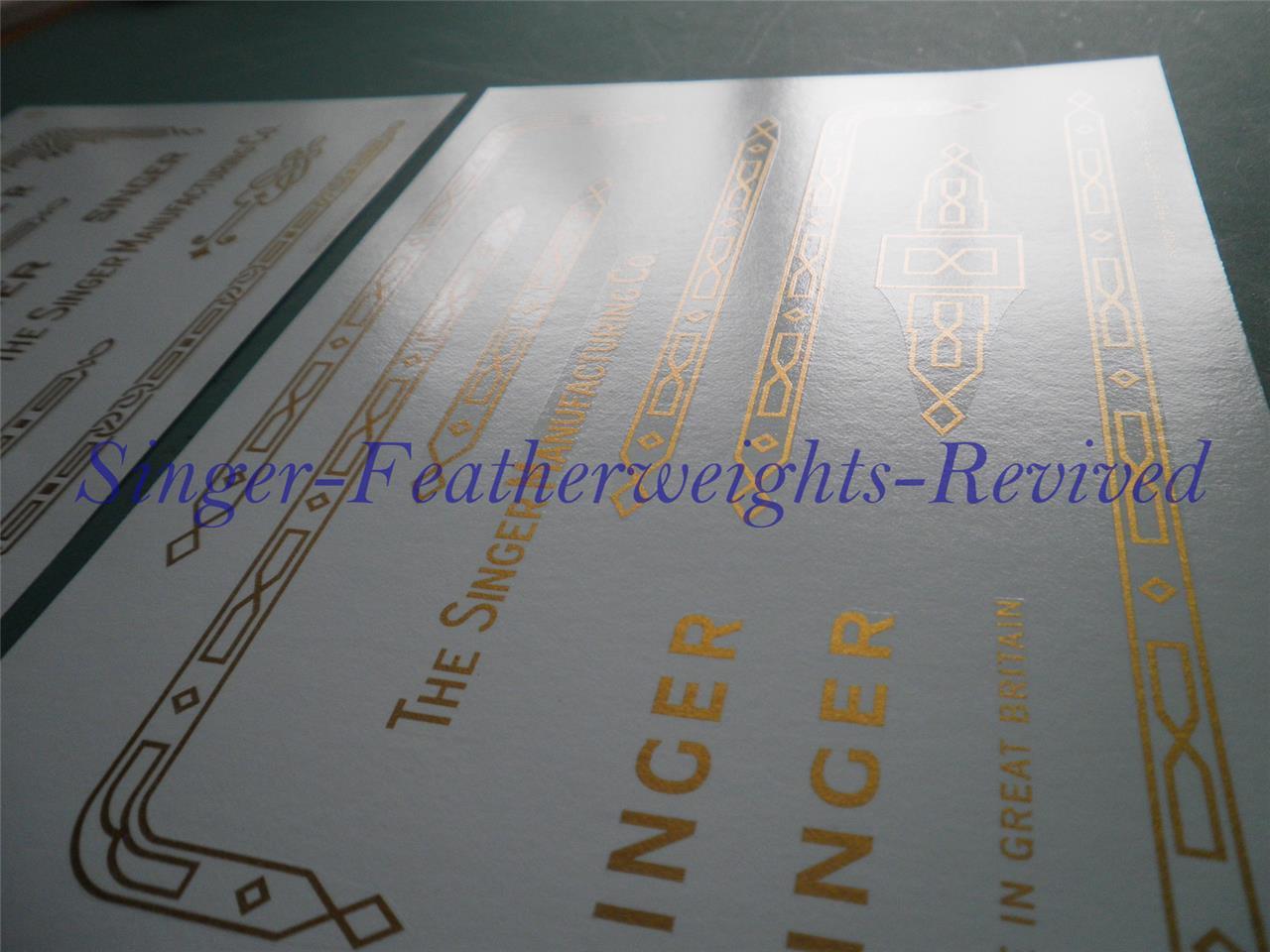 SINGER FEATHERWEIGHT GOLD METALLIC ***PRE TRIMMED*** DECAL SET FOR  221K - 222 K