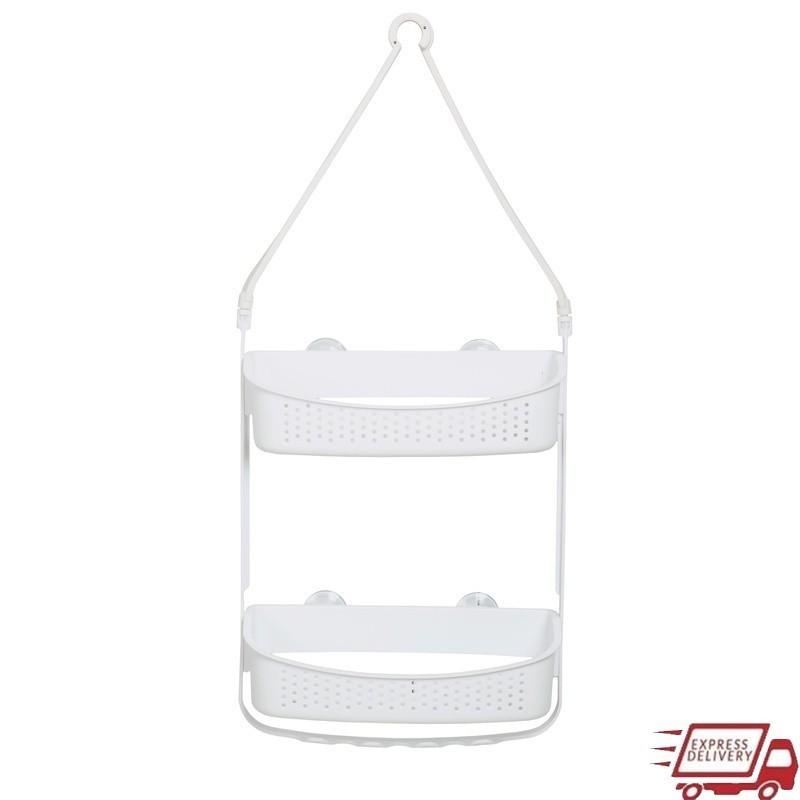 Convertible Shower Caddy Two Tier Organizer Rust Resistant W/ Accessory Hooks US