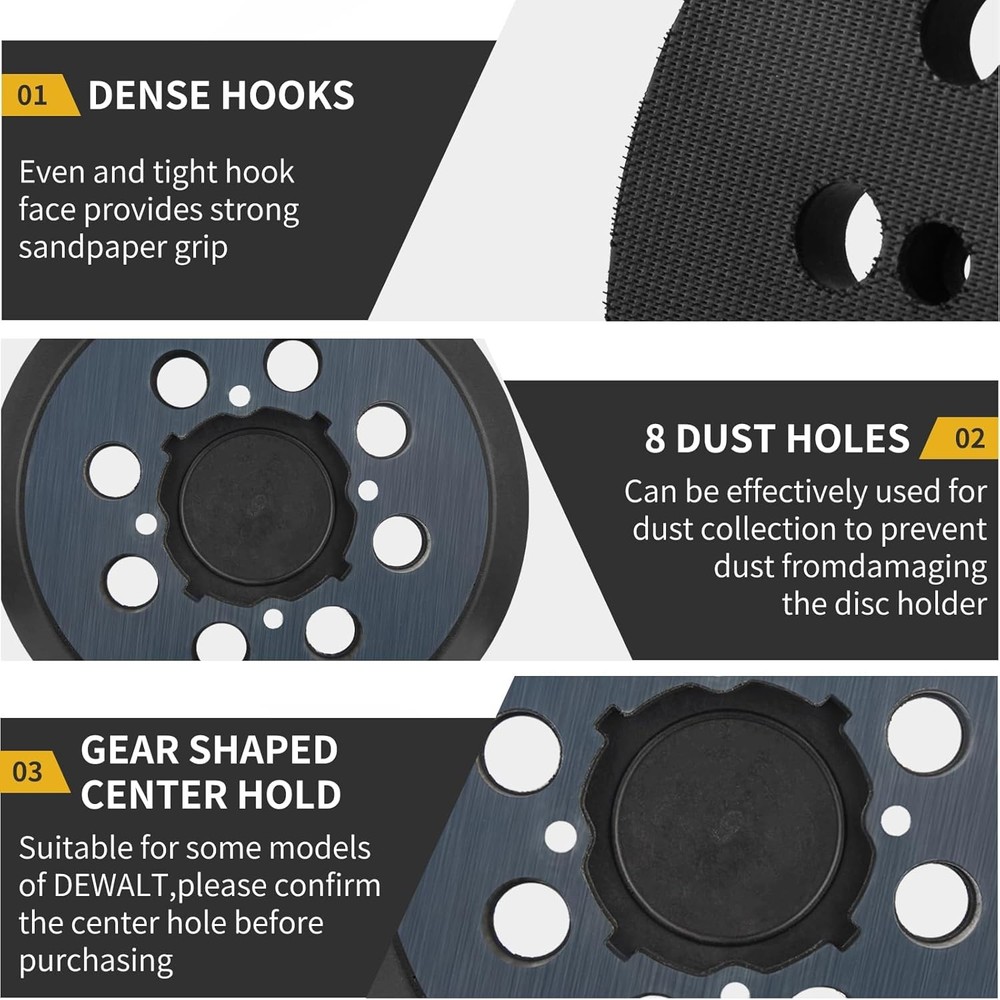 2 Pack 5" 4-Screw Orbital Sander Pad Replacement Hook Loop for DWE64233 N329079