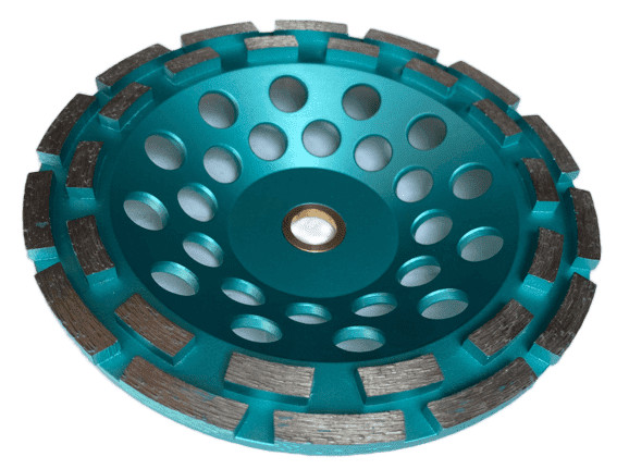 7" Double Row Cup Wheel  Concrete Surface Grinding, 7/8" non-threaded Arbor