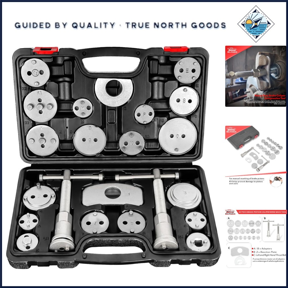 Brake Caliper Piston Rewind Tool with Dual-Functionality for Various Vehicles