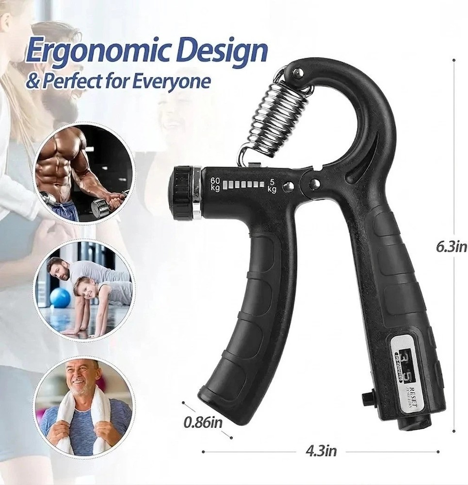 Hand Grip Strength Trainer Adjustable Gripper Forearm Exerciser Gym Workout