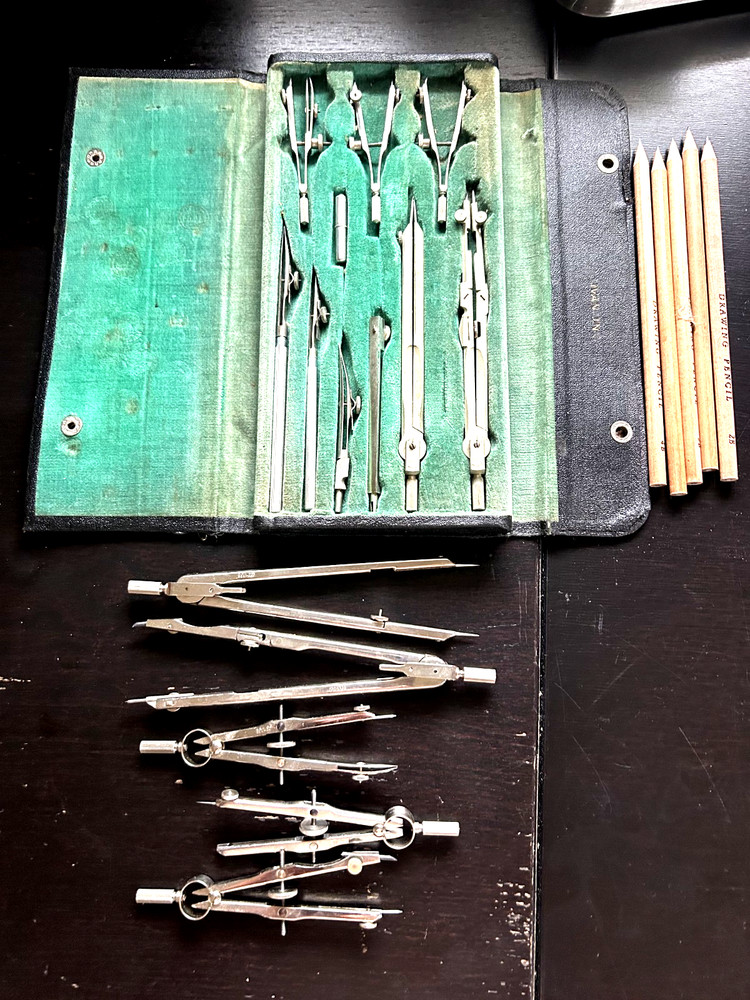 Vintage Sullivan Inc Drafting Set w/ Case + Extra Compasses & Tools – Complete