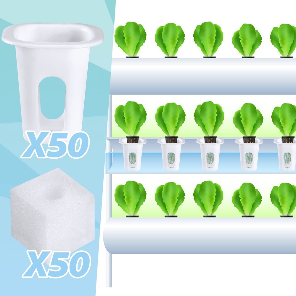 100 Pcs Hydroponics Growing System Kit Include 50 Hydroponic Grow Baskets Pods