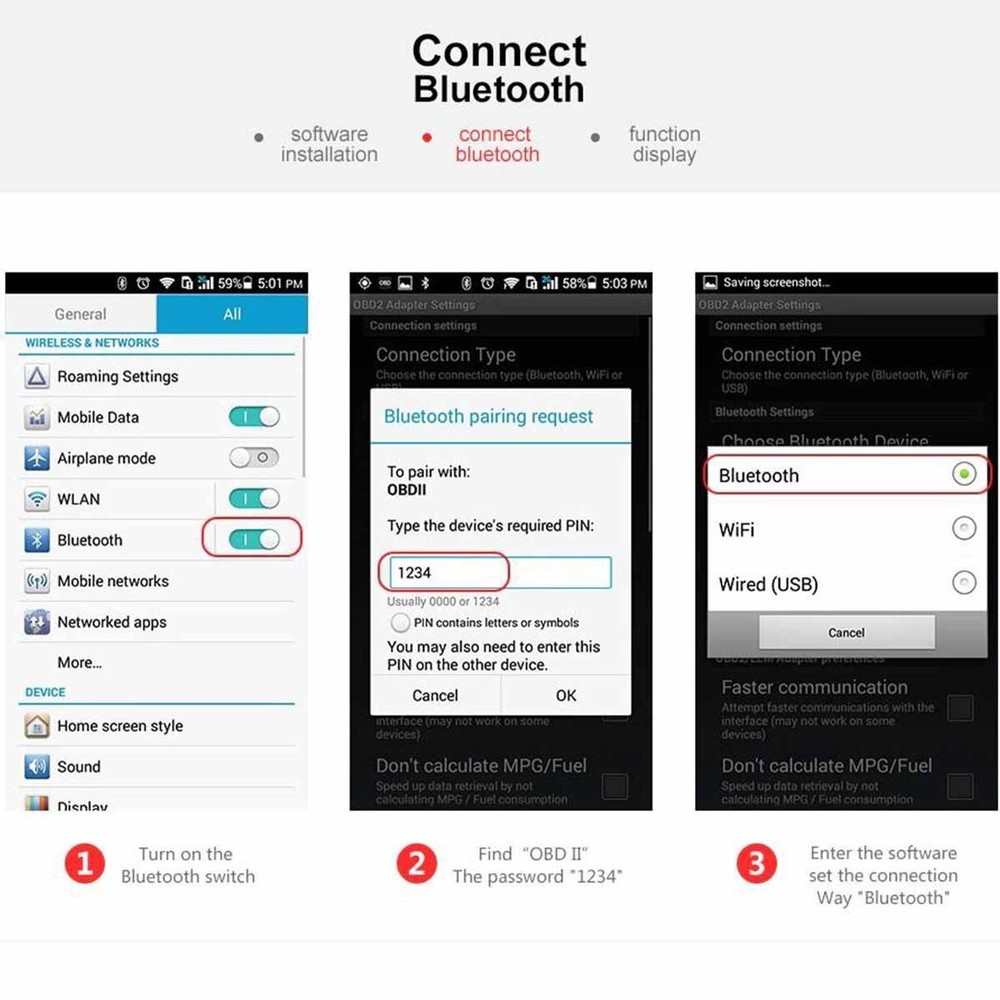 Bluetooth OBD2 Adapter, OBDⅡ Scanner and App for iPhone/iPad Android Code Reader