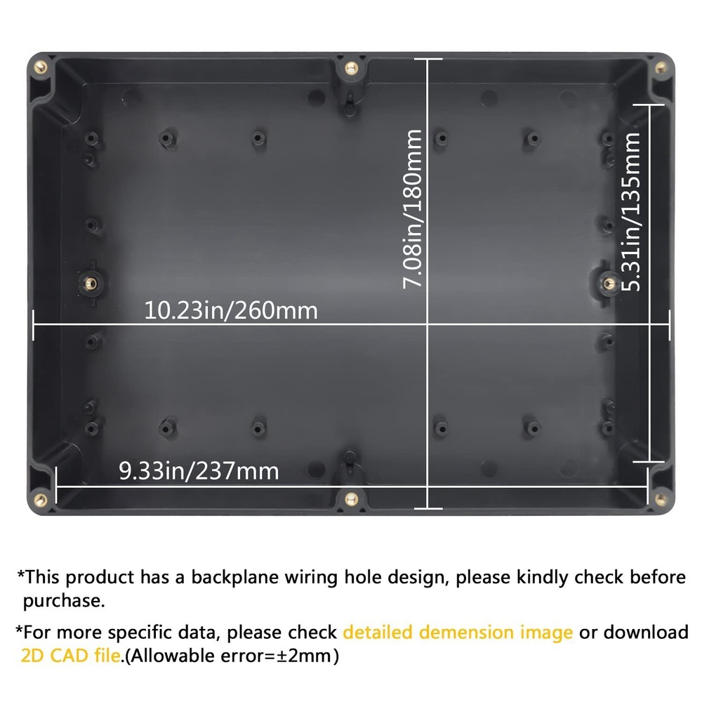 Waterproof ABS Plastic Junction Box 10.3x7.1x2.3 for Secure Electronics