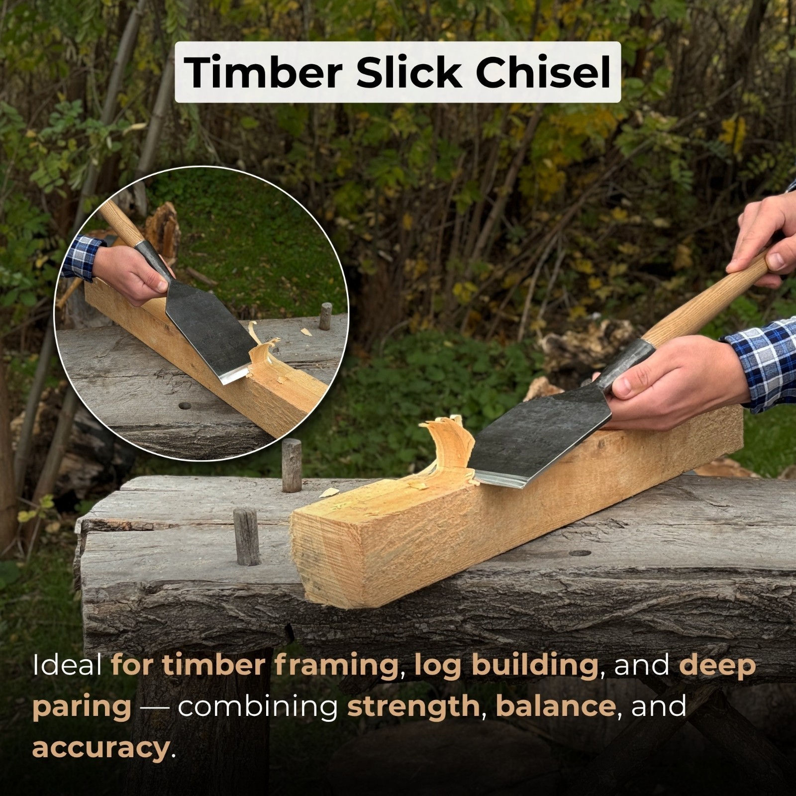 Timber Slick Chisel Hand Forged 52100 Carbon Steel 0.8 – 4in Framing