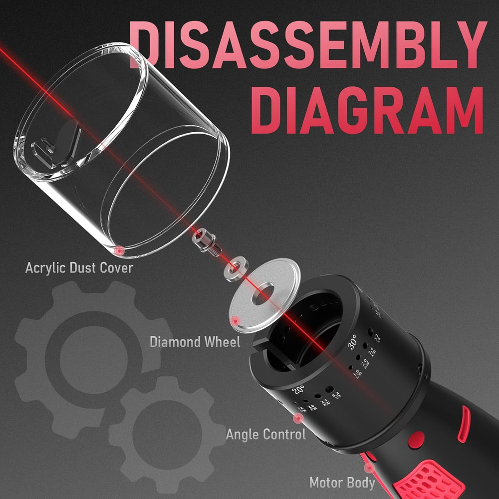 Tungsten Electrode Sharpener Grinder for TIG Welding, Handheld Electric with LED
