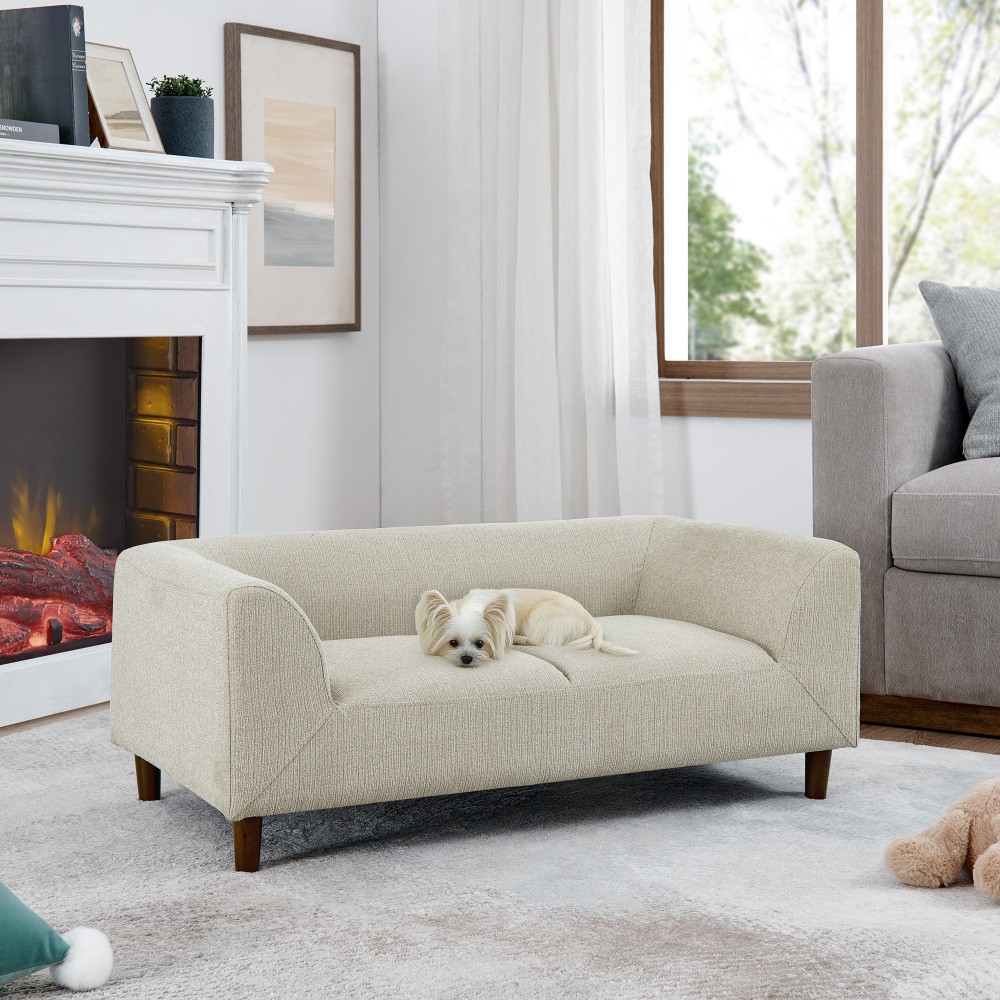 Pet sofa with backrest and armrests, modern rectangular pet sofa suitable for