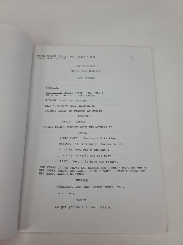 UNION SQUARE / George McGrath 1997 TV Script, Jazzmun "Enjoy Your Haddock"