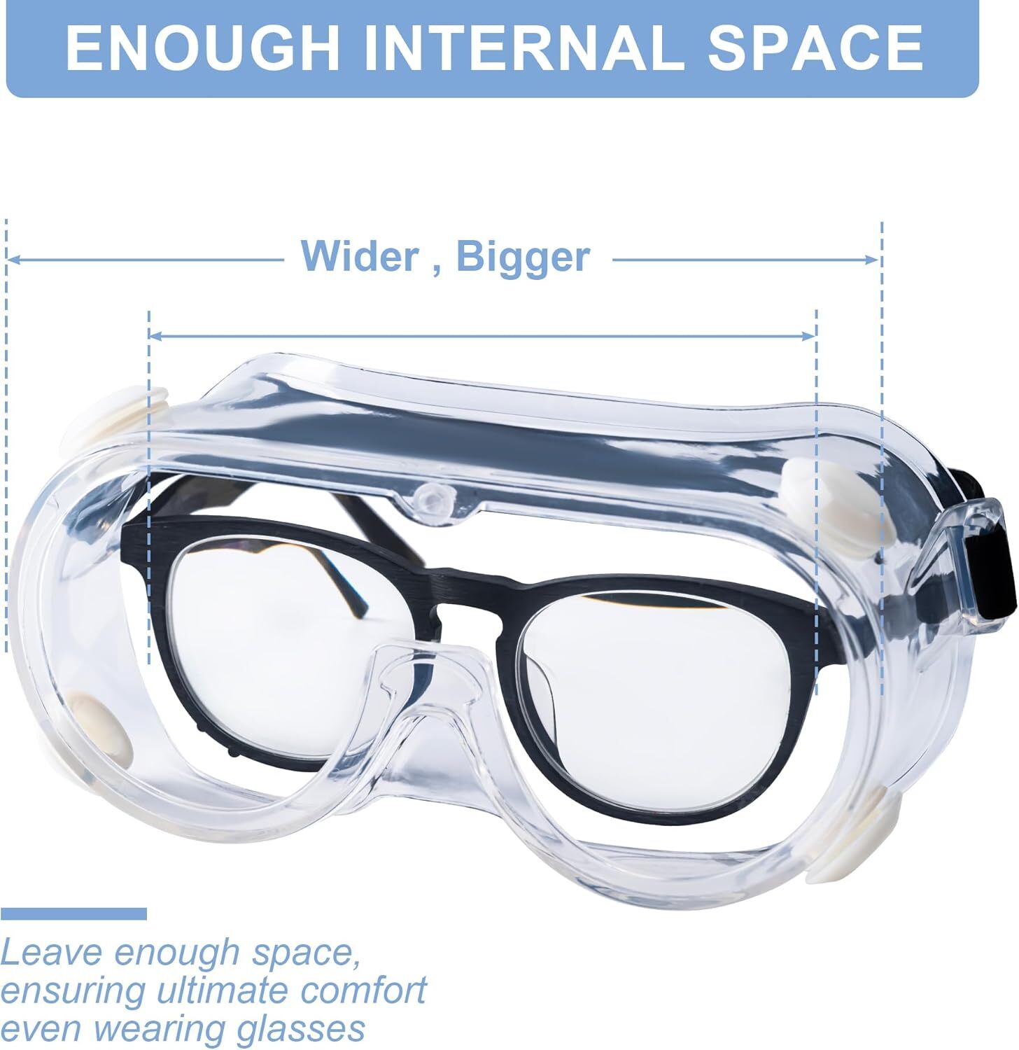 2-Pack Safety Goggles Anti-Fog Lab Protective Glasses Clear Lens Eye Protection