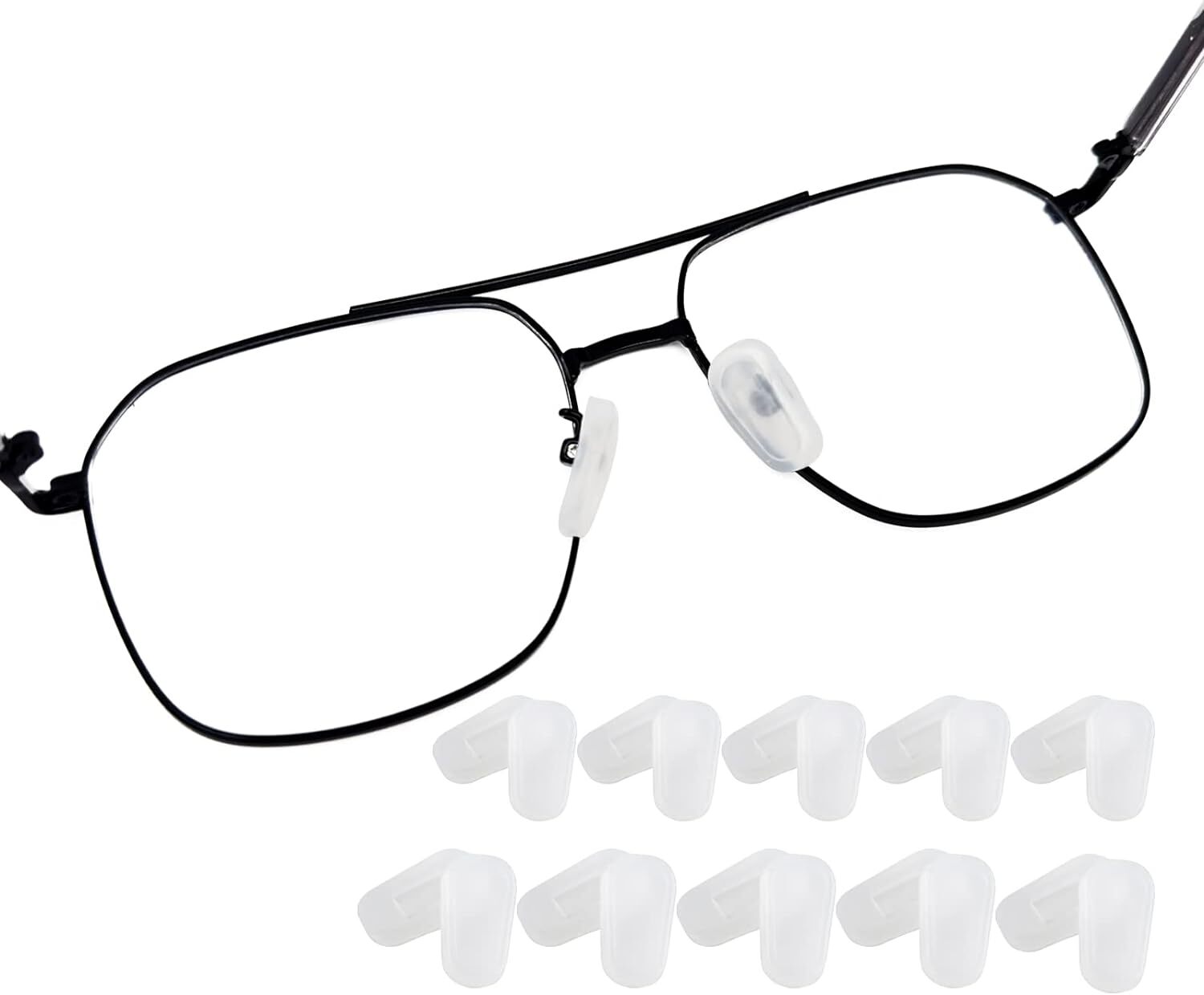 Nose Pad Covers SlipOn Eyewear Soft Silicon Large Clear 18mm, Ten (10) Pairs