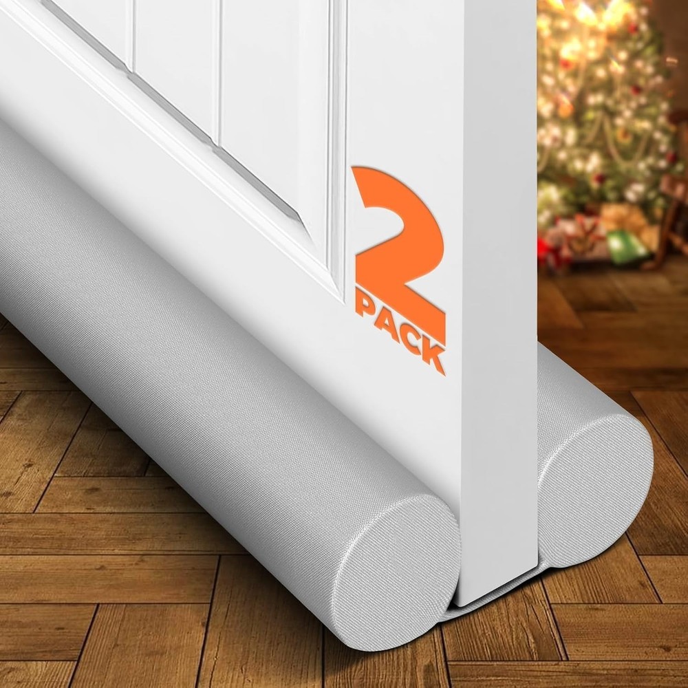 Heavy Duty Polyester Door Draft Stopper 2x36" Grey, Blocks Wind