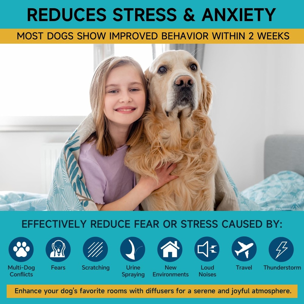 Woyamay Dog Calming Diffuser - Pheromones 2 Diffuser, 4 Refills
