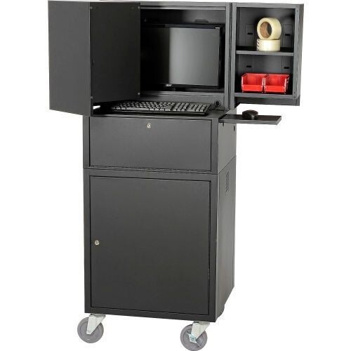 Global Industrial™ Mobile Fold-Out Computer Security Cabinet, Black