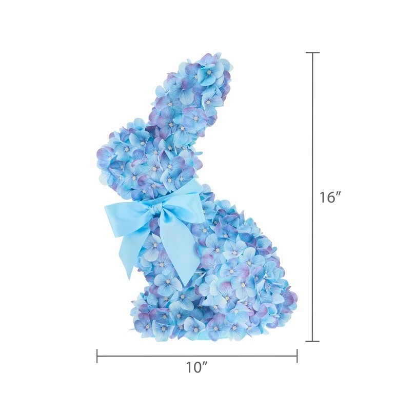 Hydrangea Bunny Tabletop Decoration, Blue, 16", Easter
