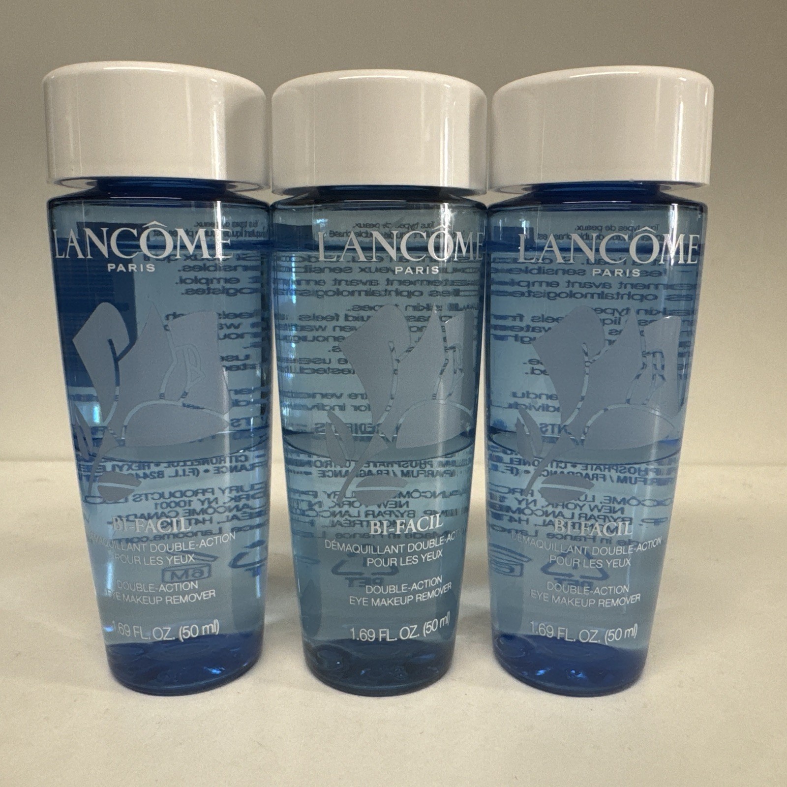 3 x Lancome Bi-Facil Double Action Eye Makeup Remover 1.7 oz / 50ml Each