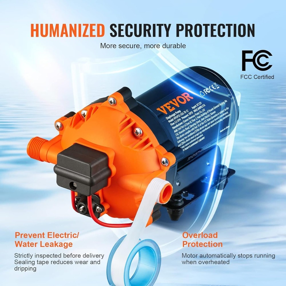 High-Performance 12V Sprayer Pump 5.5 GPM, Auto Pressure Switch, Quiet Operation