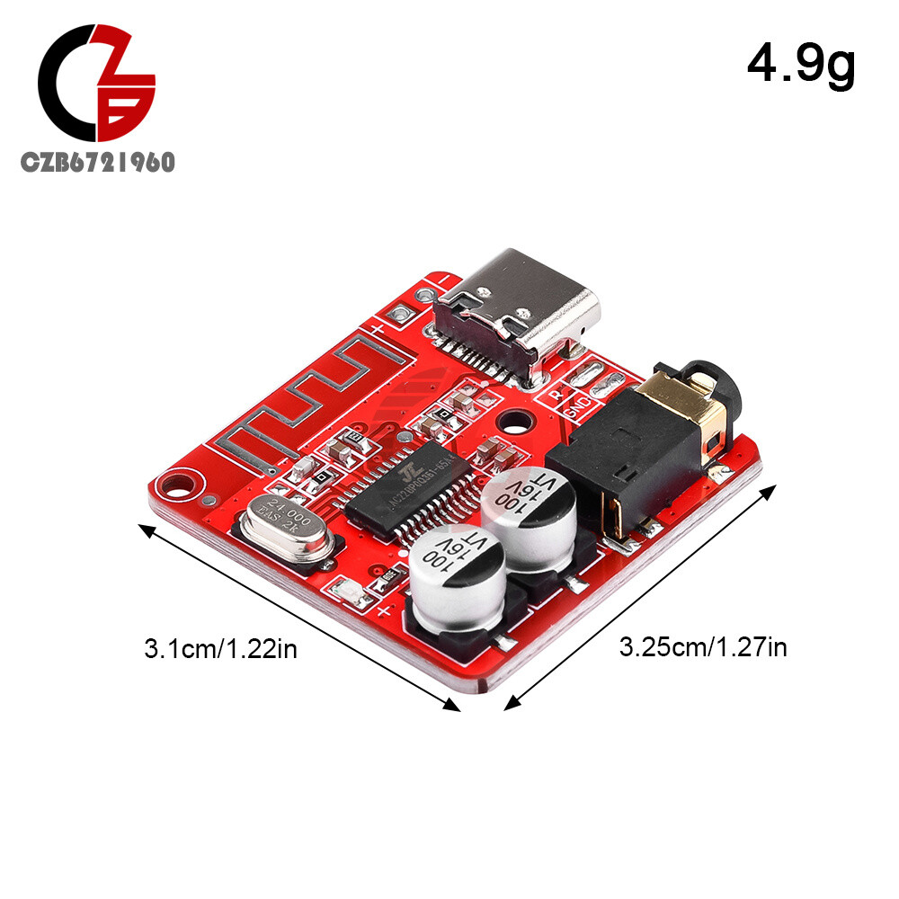 6pcs 3.7-5V Mini Bluetooth5.1 Audio Receiver MP3 Decoder Amplifier Module Type-c