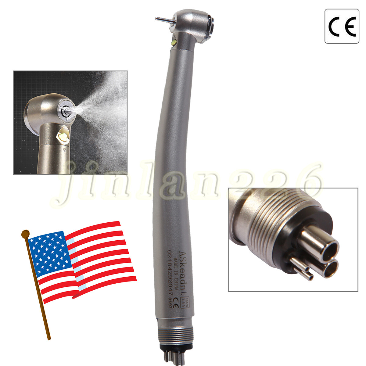 Pieza de mano alta velocidad de fibra óptica LED dental estilo NSK 4 agujeros